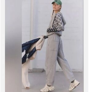 Free People Movement Set Go Gray Zip Elastic Hoodie Sweatshirt